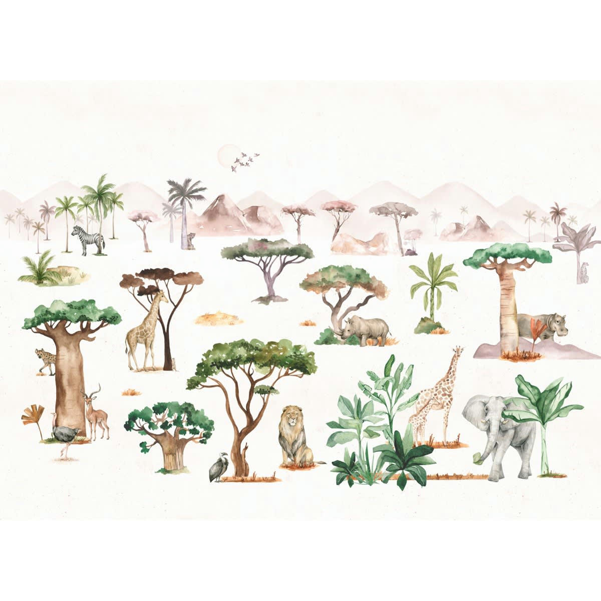 SERENGETI - Papier peint panoramique motif imprimé Multicolore 384x280cm