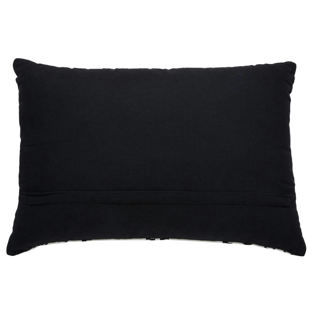 CORA - Coussin en coton tissé jacquard blanc motifs noirs 40x60