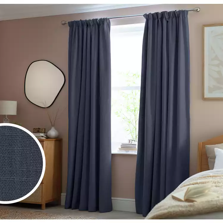 Habitat Blackout Pencil Pleat Curtains - Navy - 117x137cm