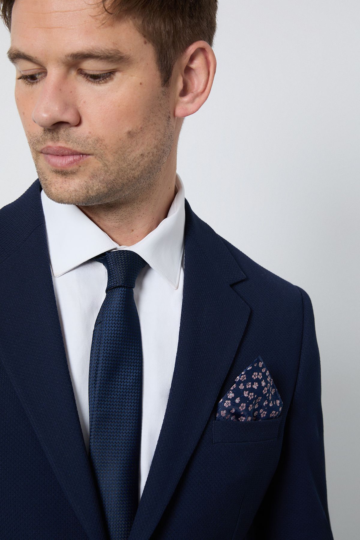 Burton Navy Tie and Ditsy Pocket Square