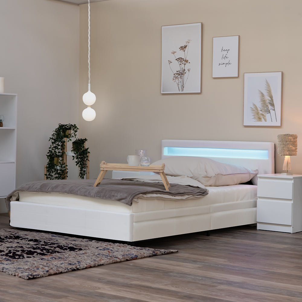 Home Deluxe LED bed NUBE Wit 140 x 200 cm