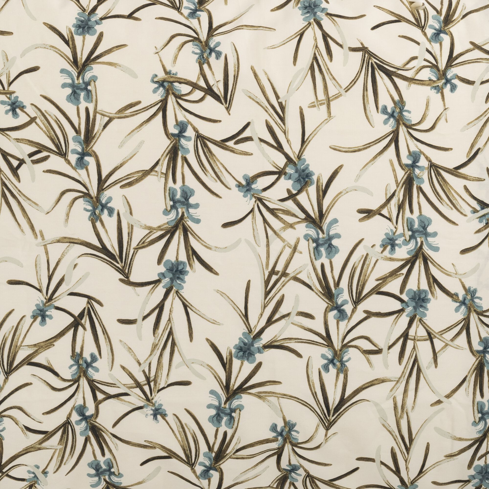 ROMARIN - Housse de couette à motif végétal en percale de coton 240x220cm - blanc