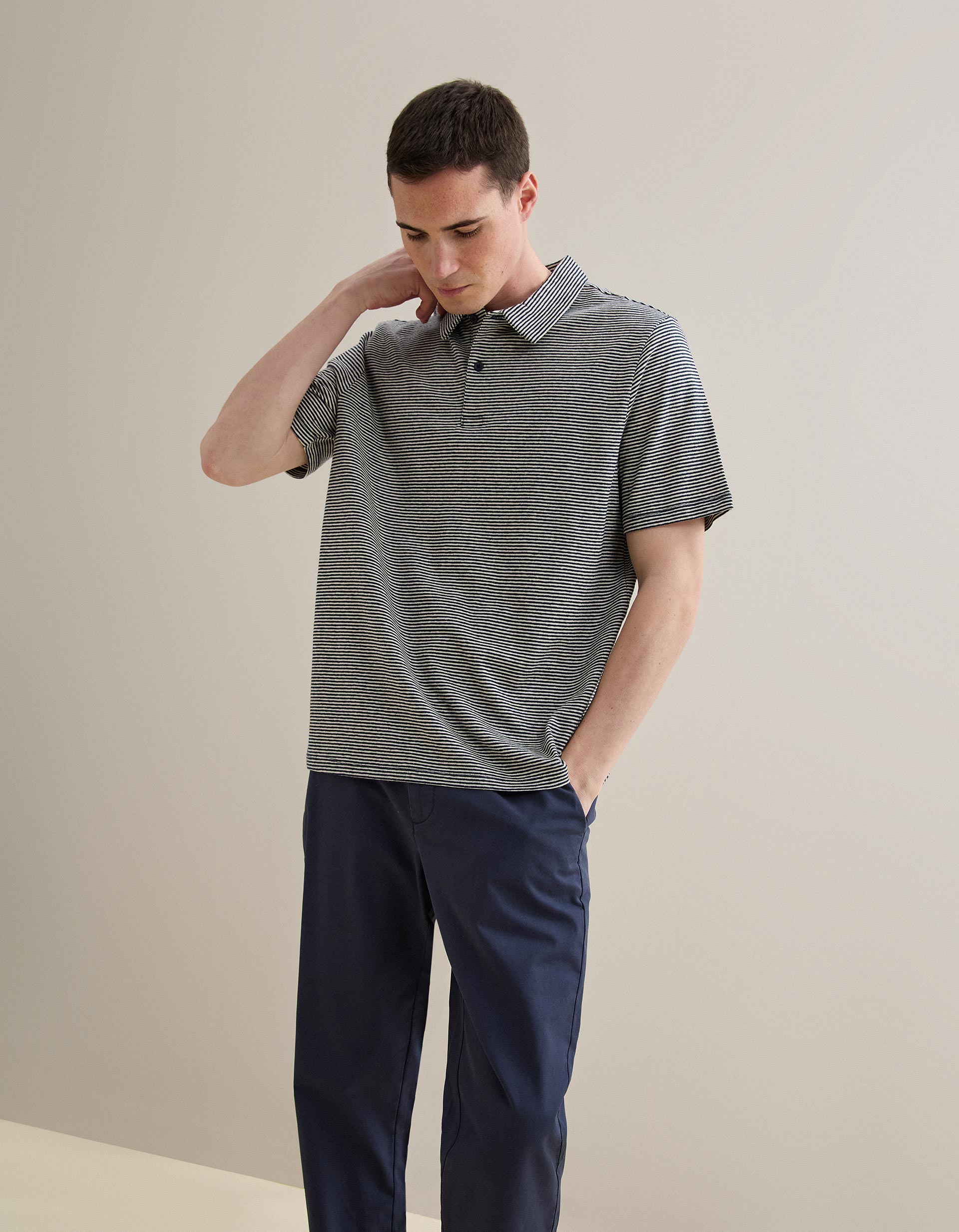 Polo Jersey, Homem, Azul Escuro