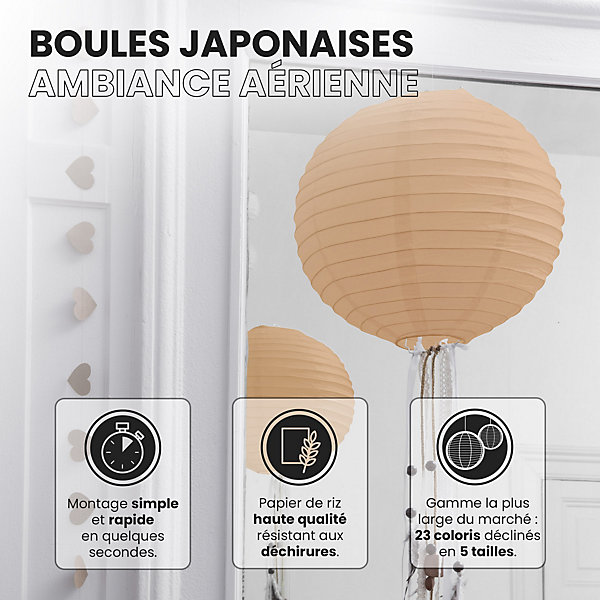Lot de 12 Boules Japonaises Sable 30 cm