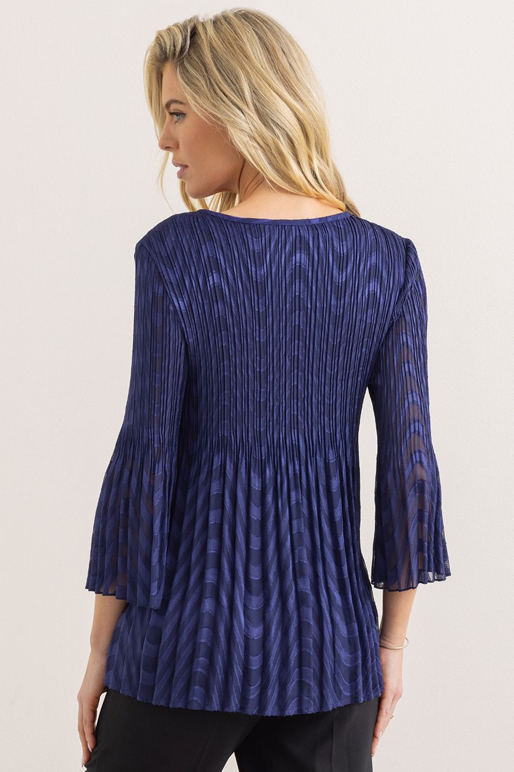 Klass. Pleated Flare Bell Sleeve Top