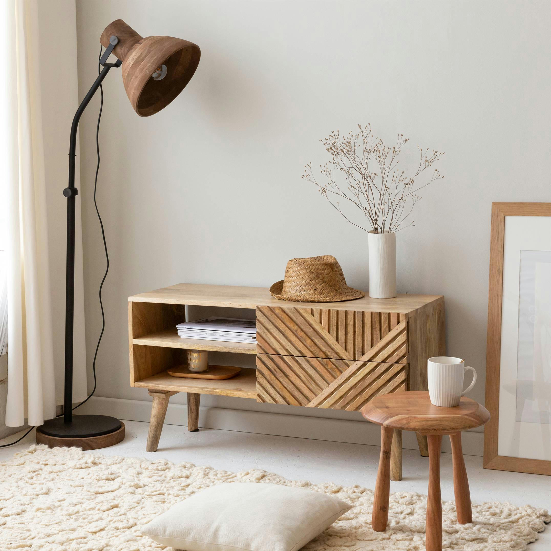 - Tabouret en bois marron 30 cm