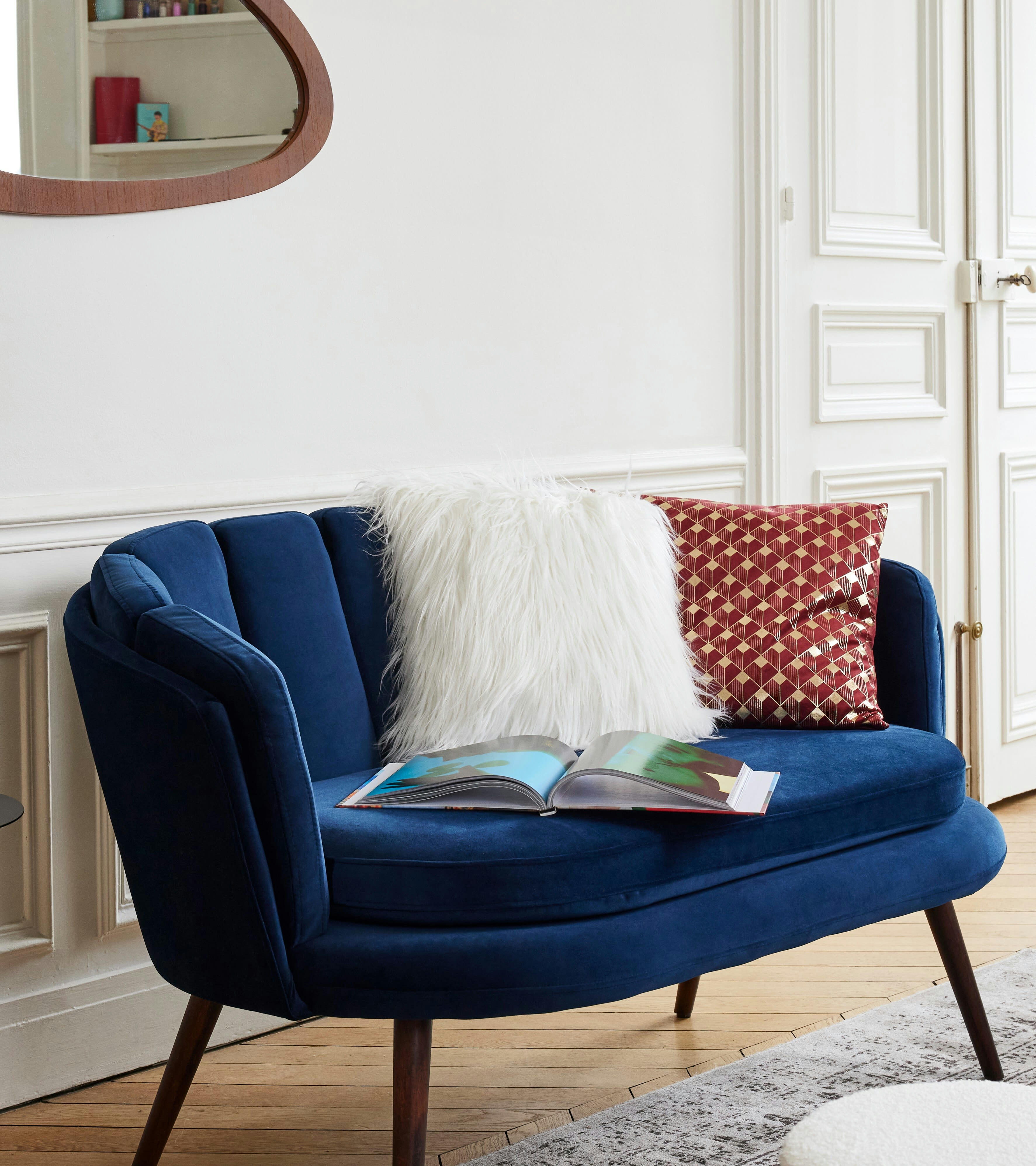 PELO LUNGO - Coussin effet fourrure blanche déhoussable 40x40cm