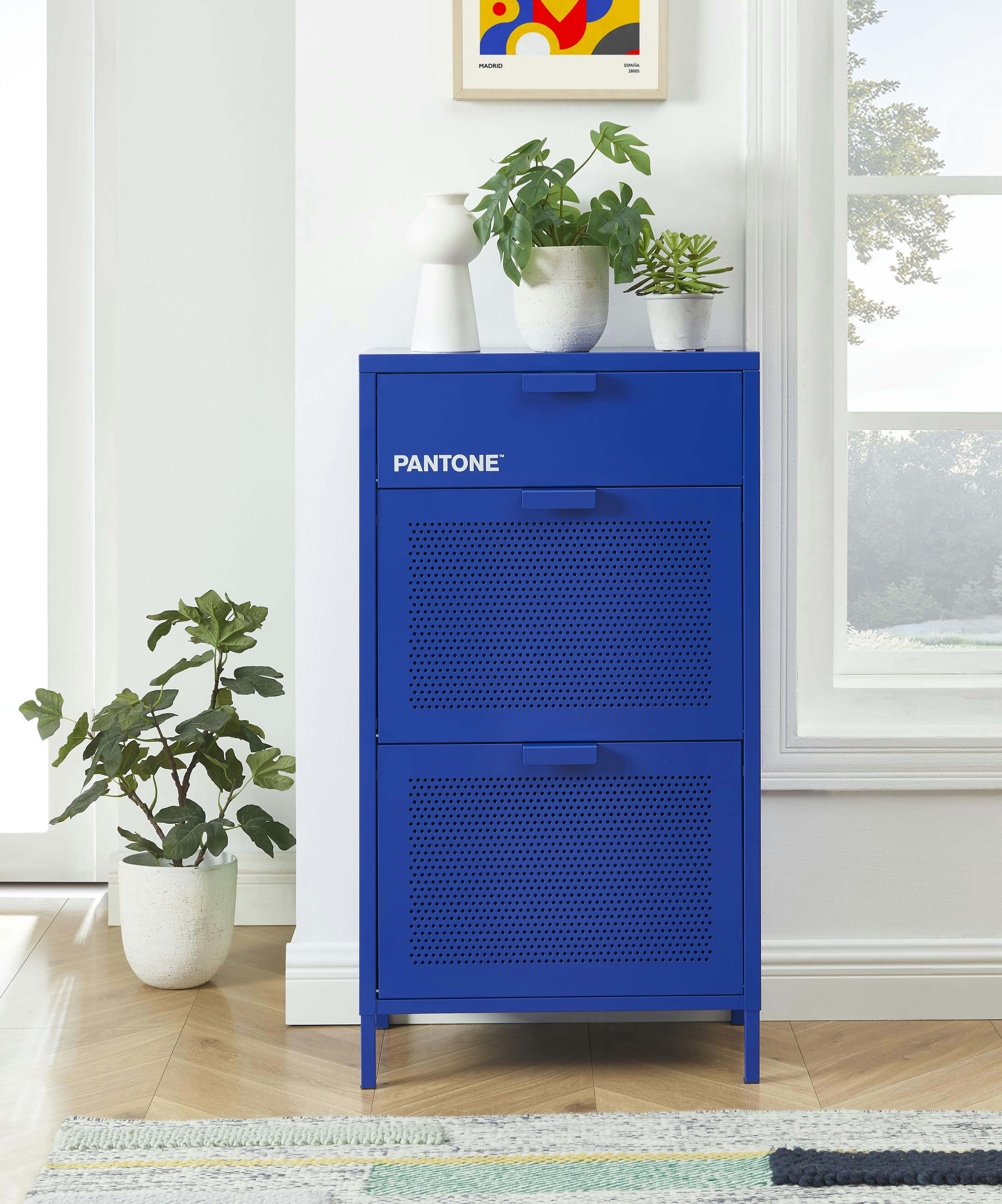 PANTONE - Meuble à chaussures  métal bleu électrique 55cm