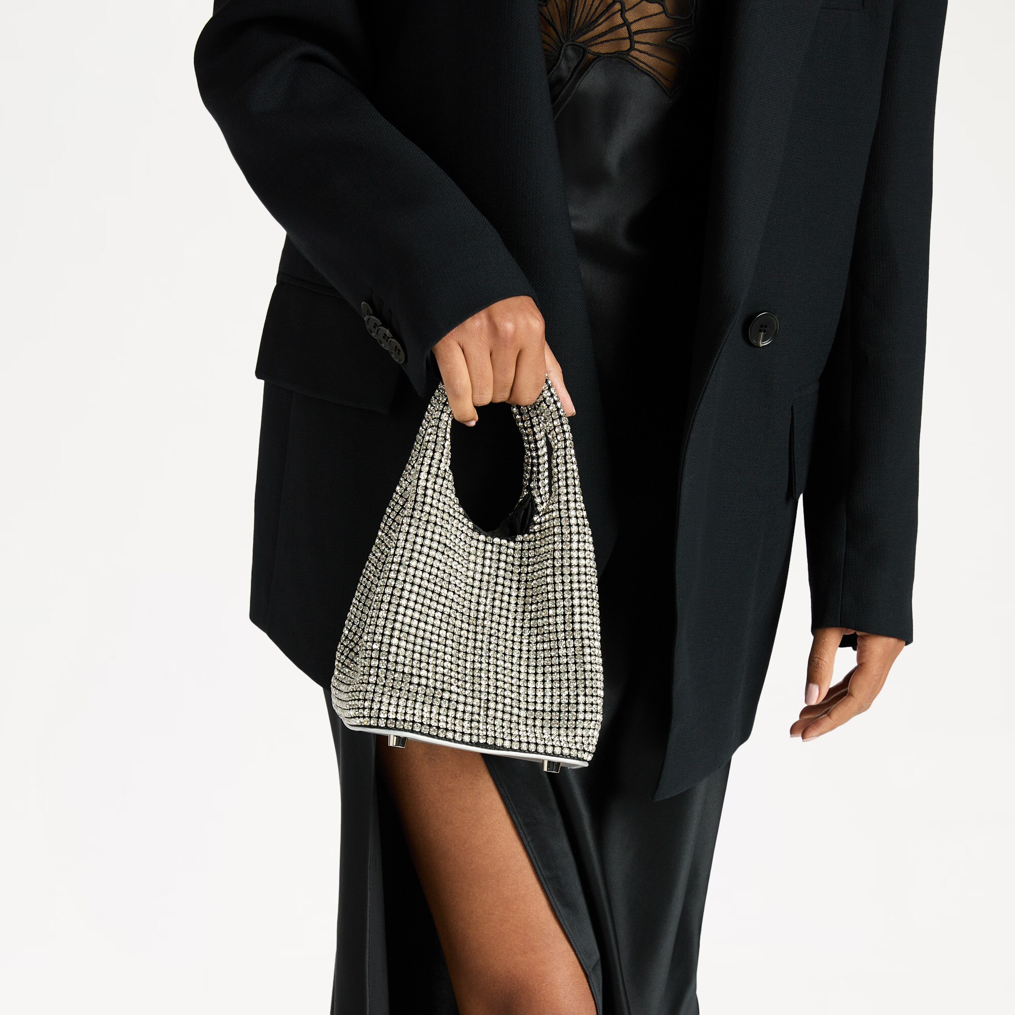 Glisten Tote<br>Rhinestone Crystal Bucket Bag