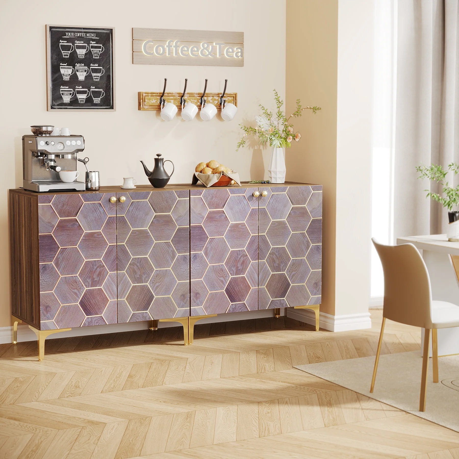 Modern Buffet Sideboard Cabinet with Storage for Dining Room (Set of 2)