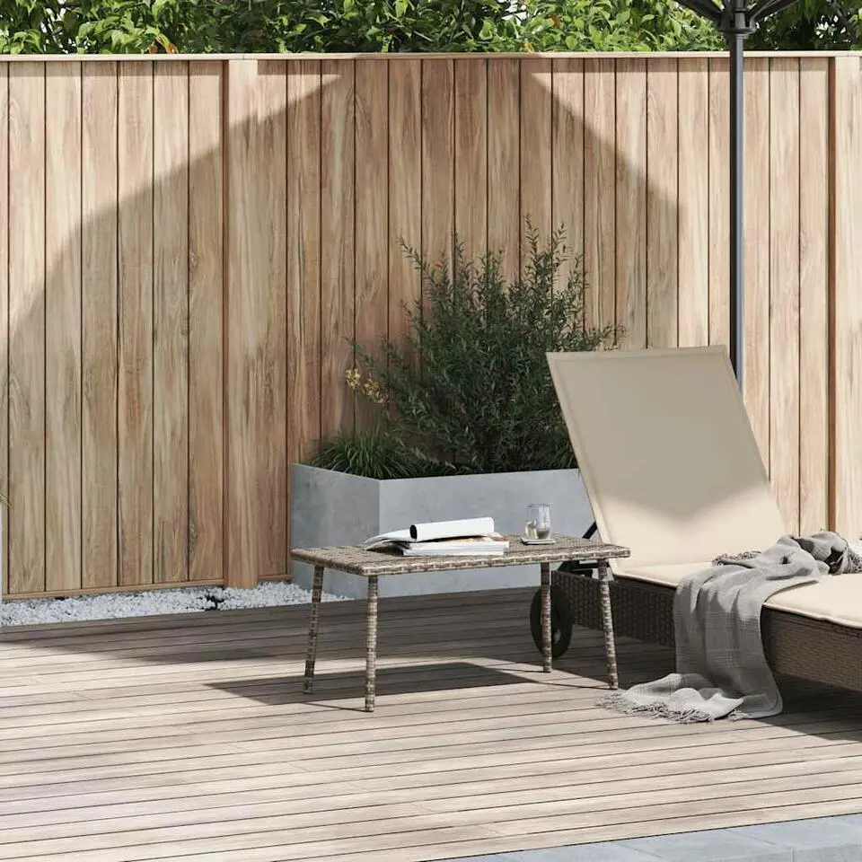 vidaXL - Tuin Salontafel - Grijs - Poly rattan - 80 x 40 x 37 cm