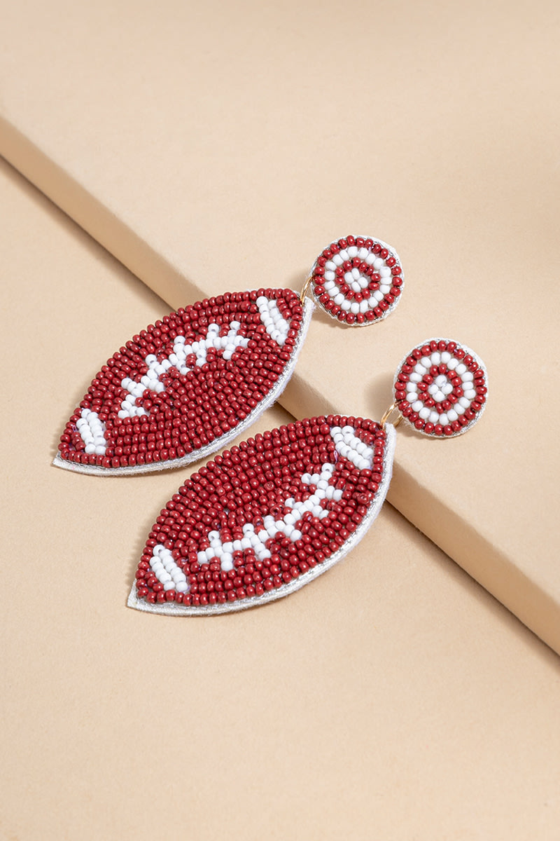 Football Seedbead Drop Earrings