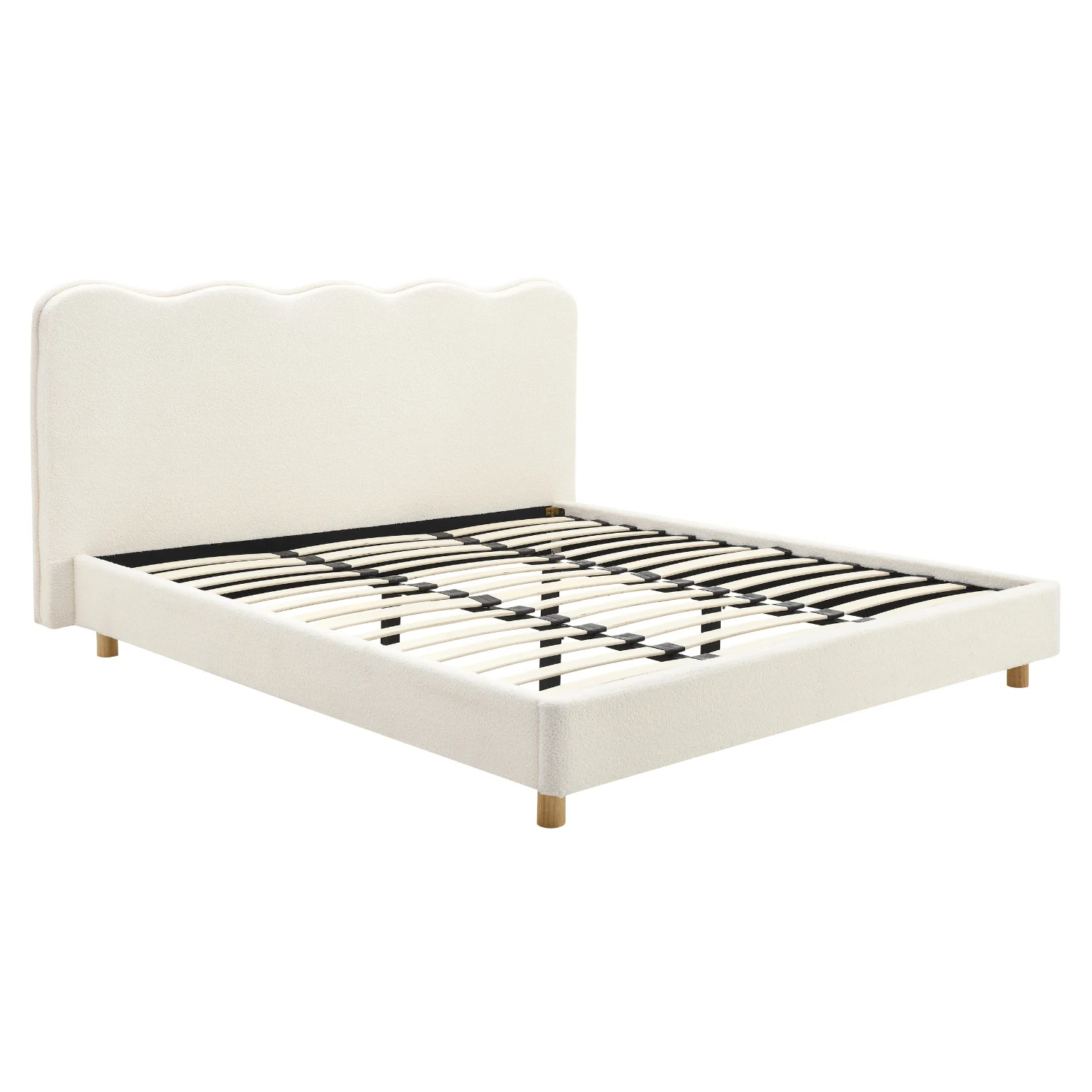Łóżko 180x200 Tapicerowane Dwuosobowe Do Sypialni Baranek Krem IZMIR