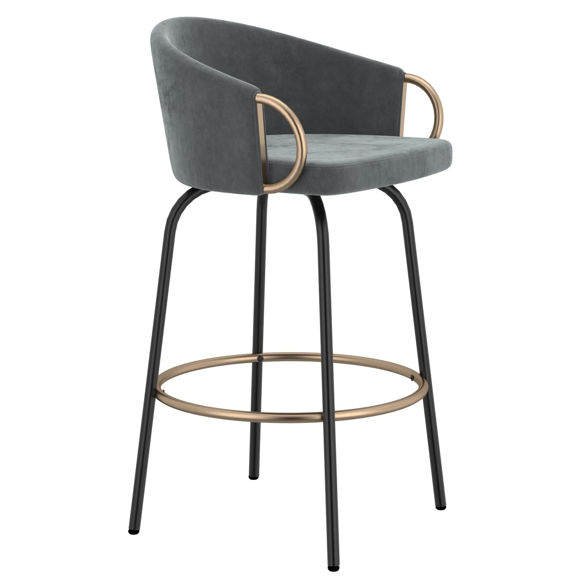 Set of 2 Contemporary Velvet & Metal 26 Counter Stool