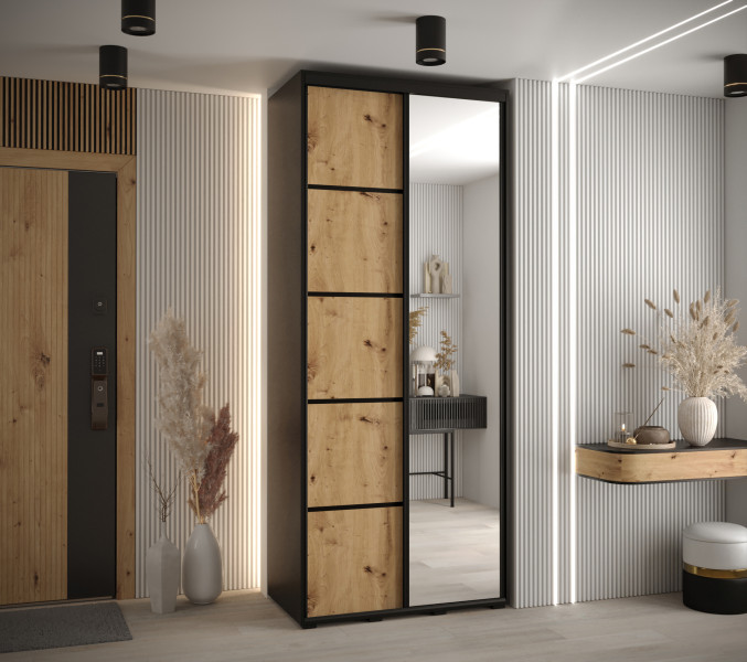 Szafa przesuwna 45 wysoka Davos 5 100 czarny artisan czarny