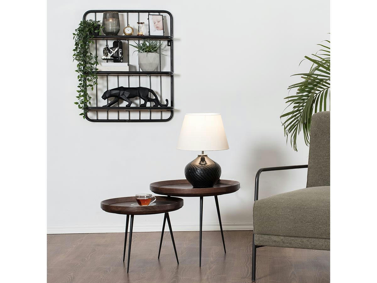 - Etagère bois et métal filaire 3 plateaux