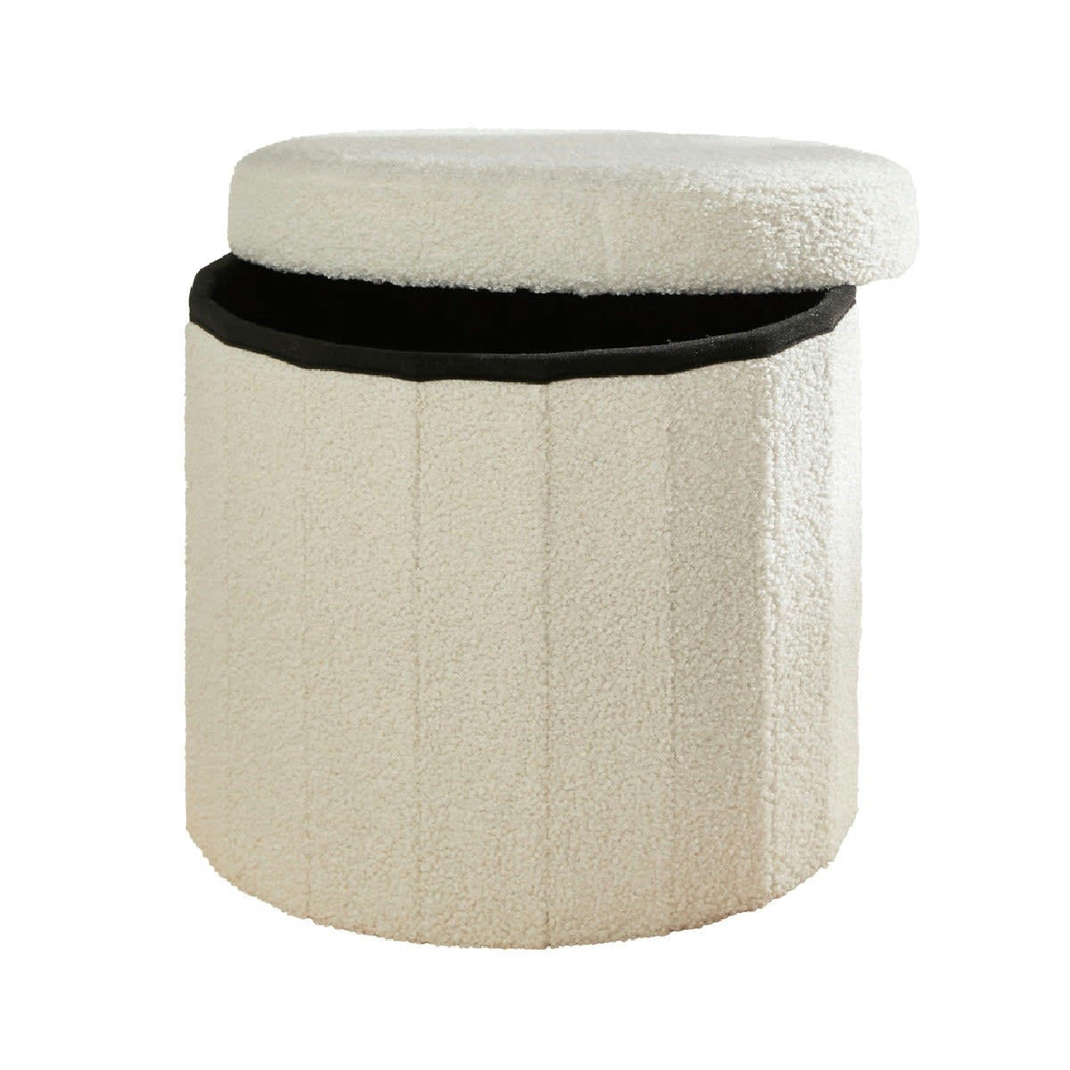 RETRO MOOD - Cube coffre de rangement bouclette ecru 38x38