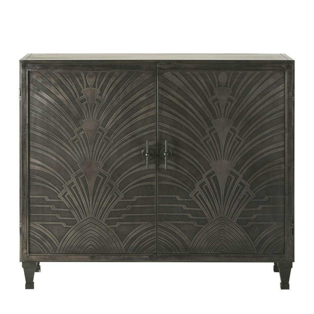 Gotham - Buffet 2 portes en métal noir mat sculpté