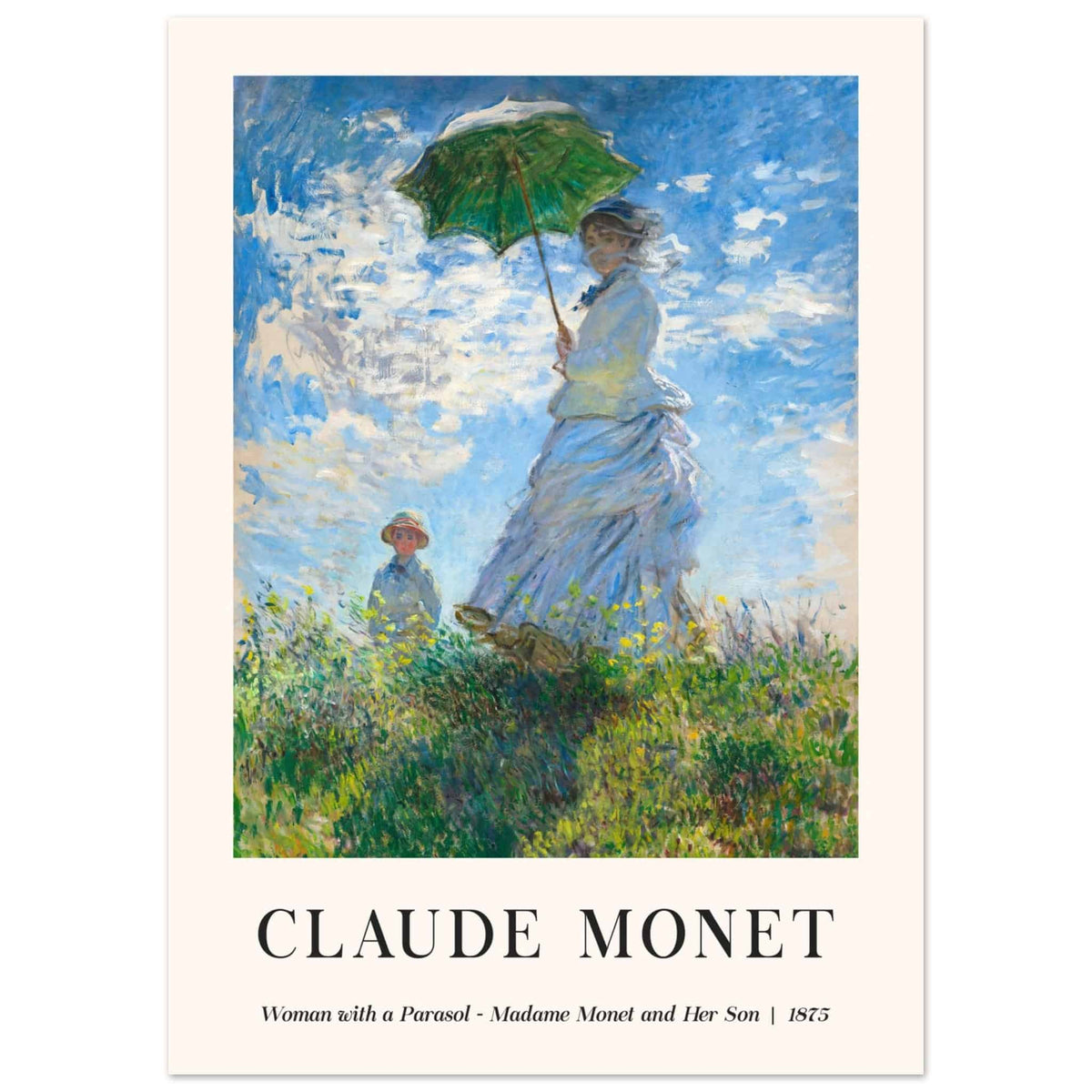 Artfulprints Poster Claude Monet - Women with a parasol  - 50x70 cm - Blauw
