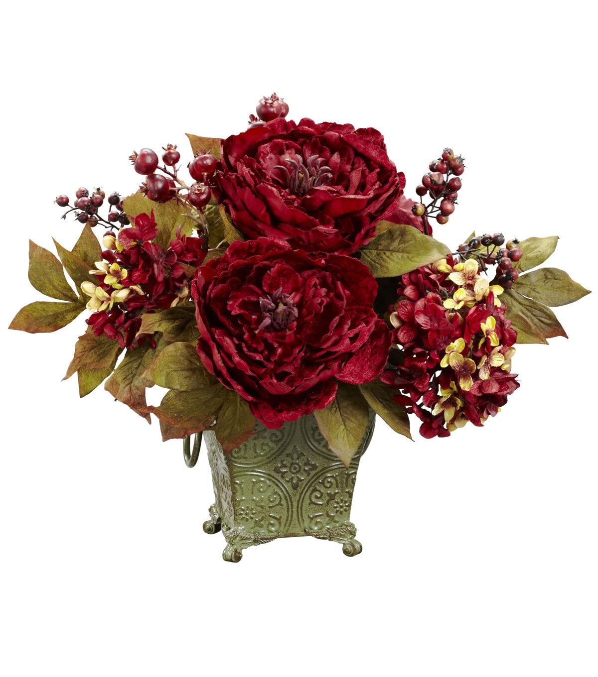 Nearly Natural Peony & Hydrangea Silk Flower Arrangement