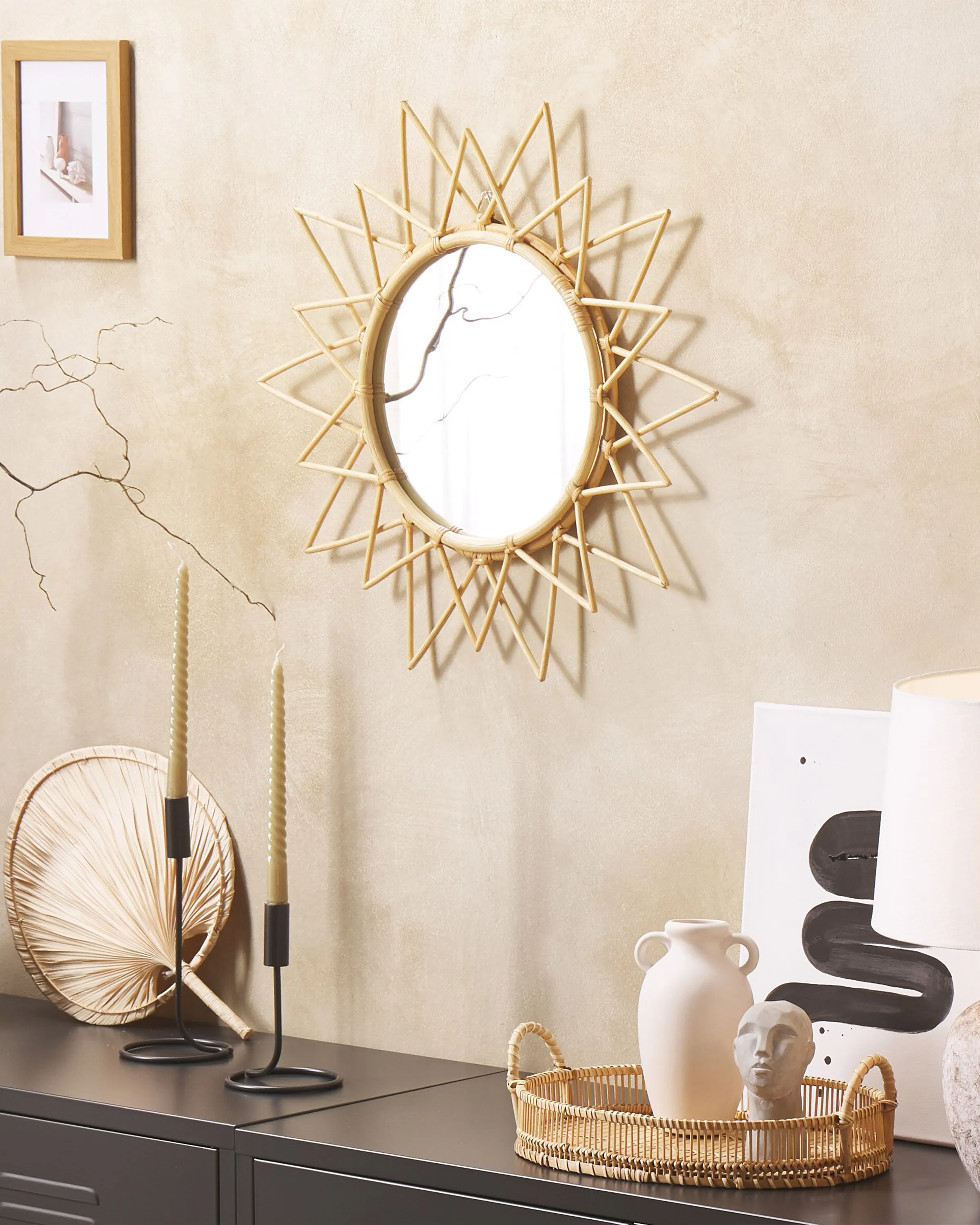 Wall Mirror AROEK 61 cm 61 cm Rattan Natural