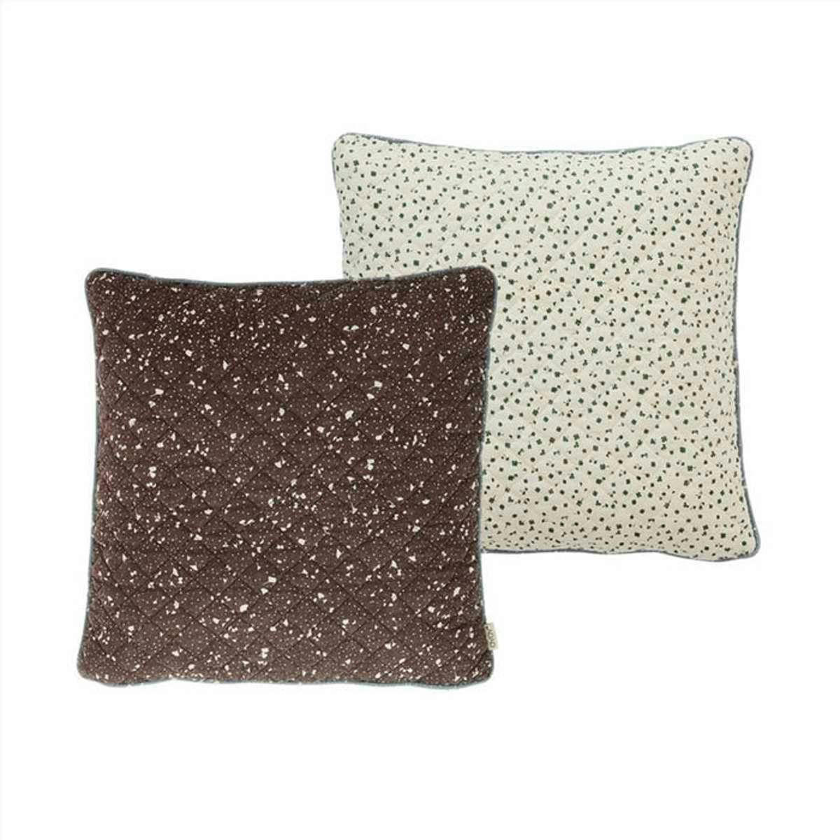 AYA - Coussin marron en coton organique Oekotex et en polyester H50x50cm