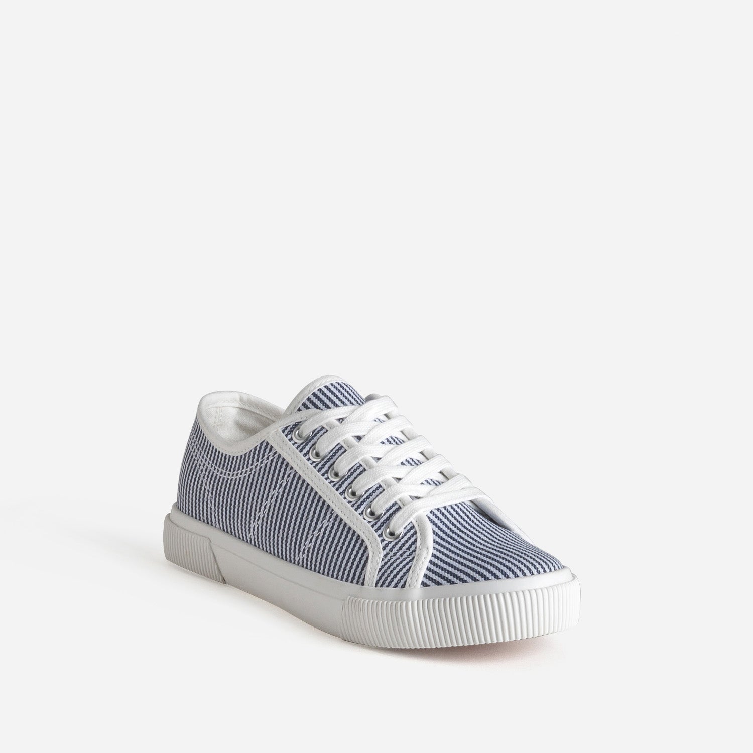 Tennis blanche toile motif rayures