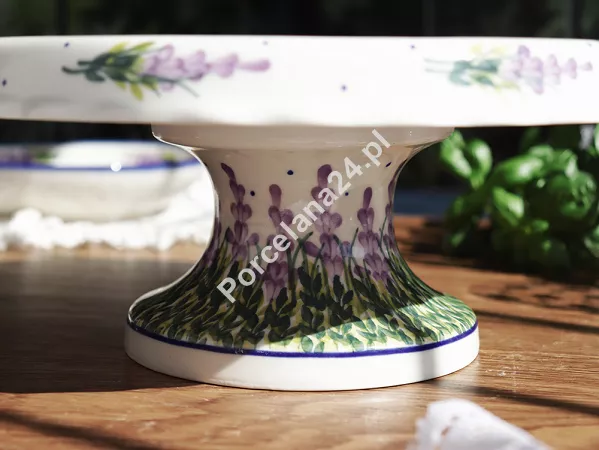 Patera na nodze 27 cm Bolesławiec - Lawendowy Zakątek