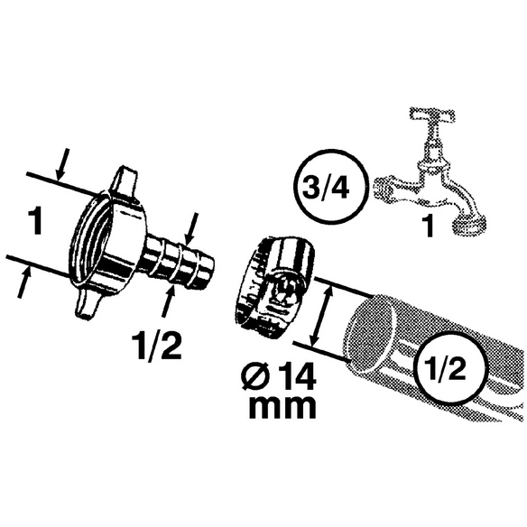 Schlauchverschraubung, Messing