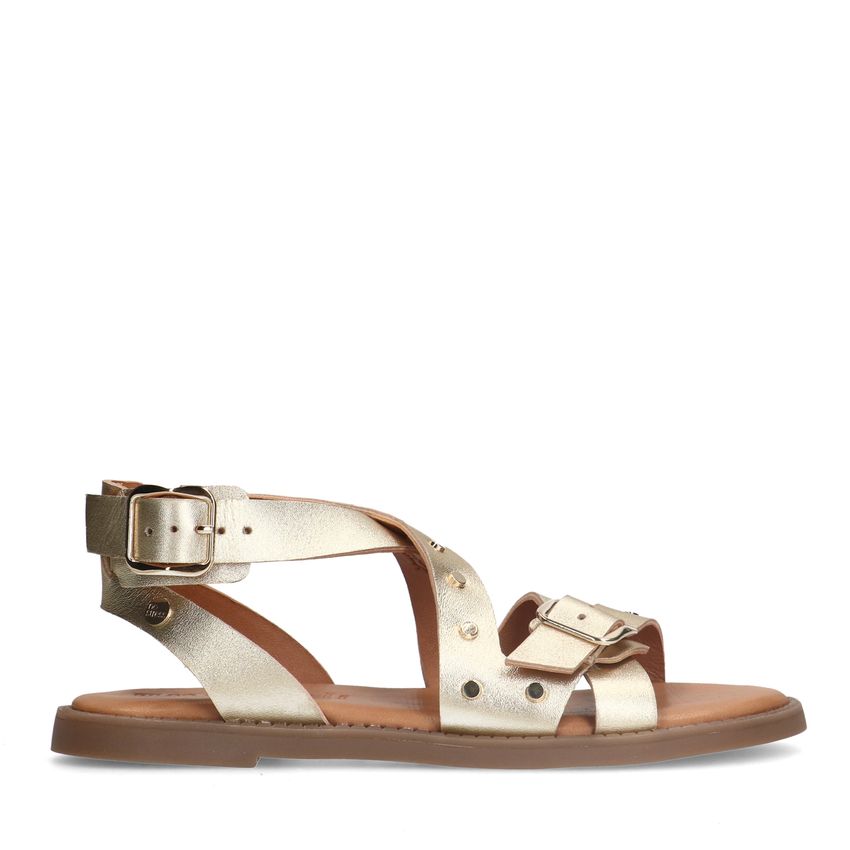 No Stress Gouden leren sandalen met studs