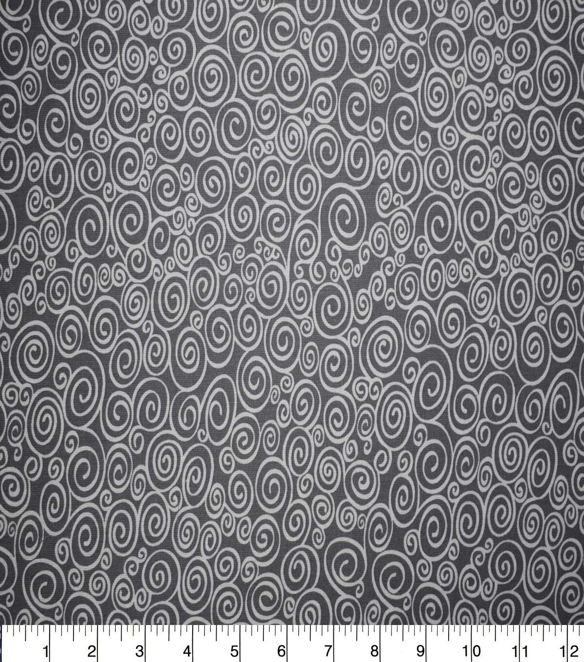 Swirls on Gray Cotton Fabric by Quilter's Showcase