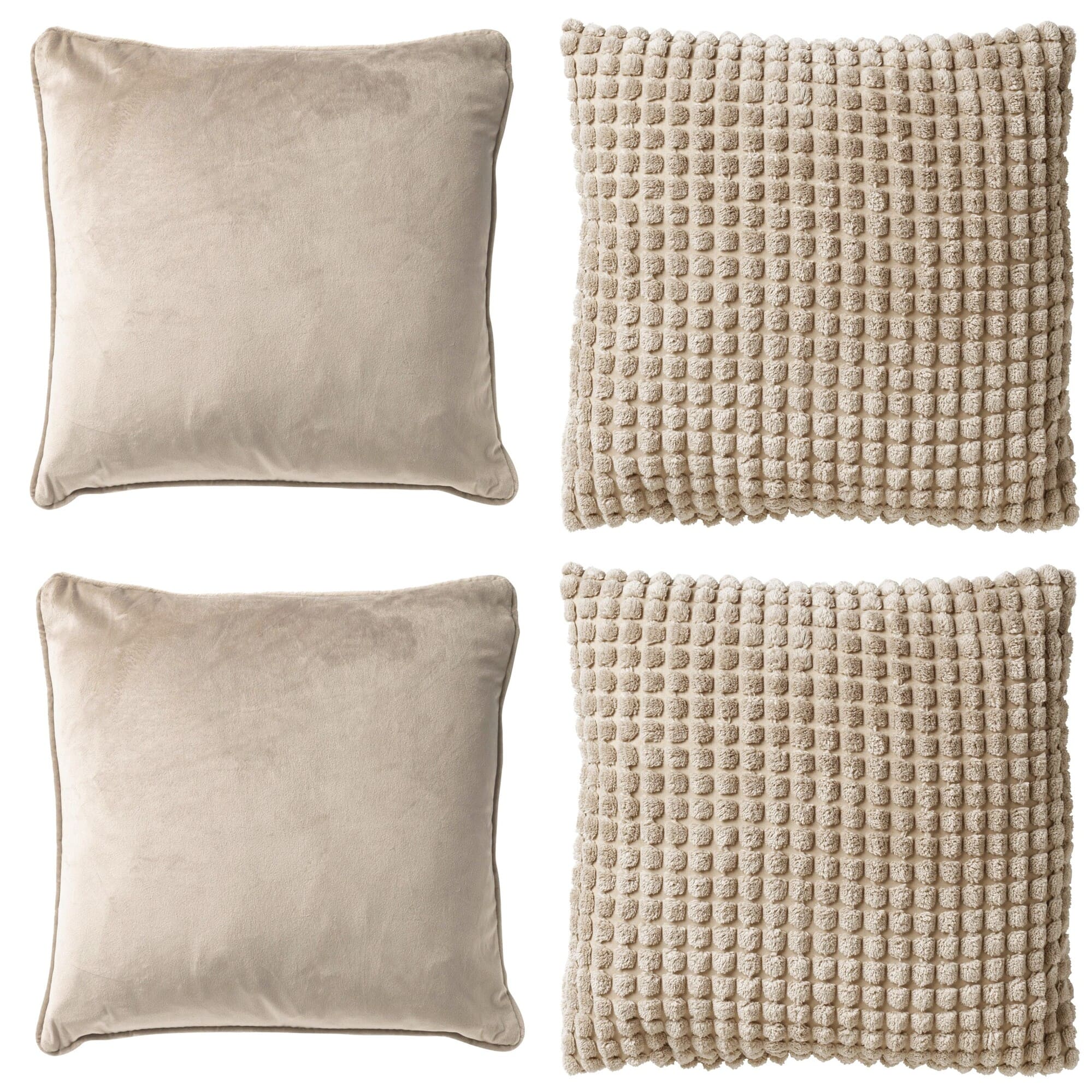 KUSSENSET - 4-delig - Texture Harmony - 45x45 cm - inclusief binnenkussens - beige