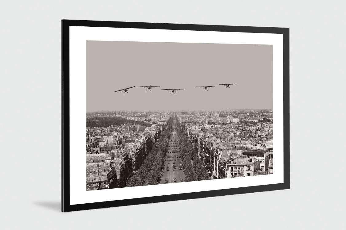 DANS LES AIRS - Photo ancienne noir et blanc avion n°14 alu 30x45cm