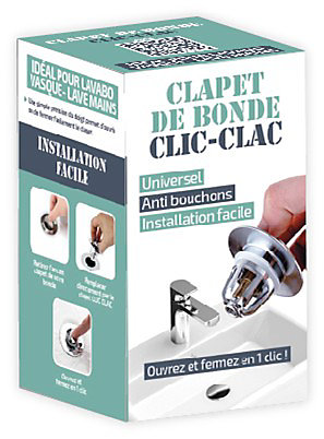 Clapet clic clac chrome pour bonde de lavabo et vasque, MTK