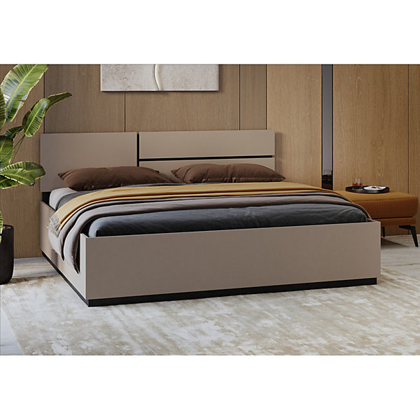 Lit HAVANA 160x200 cm beige et noirElégance contemporaine et structure sans sommier