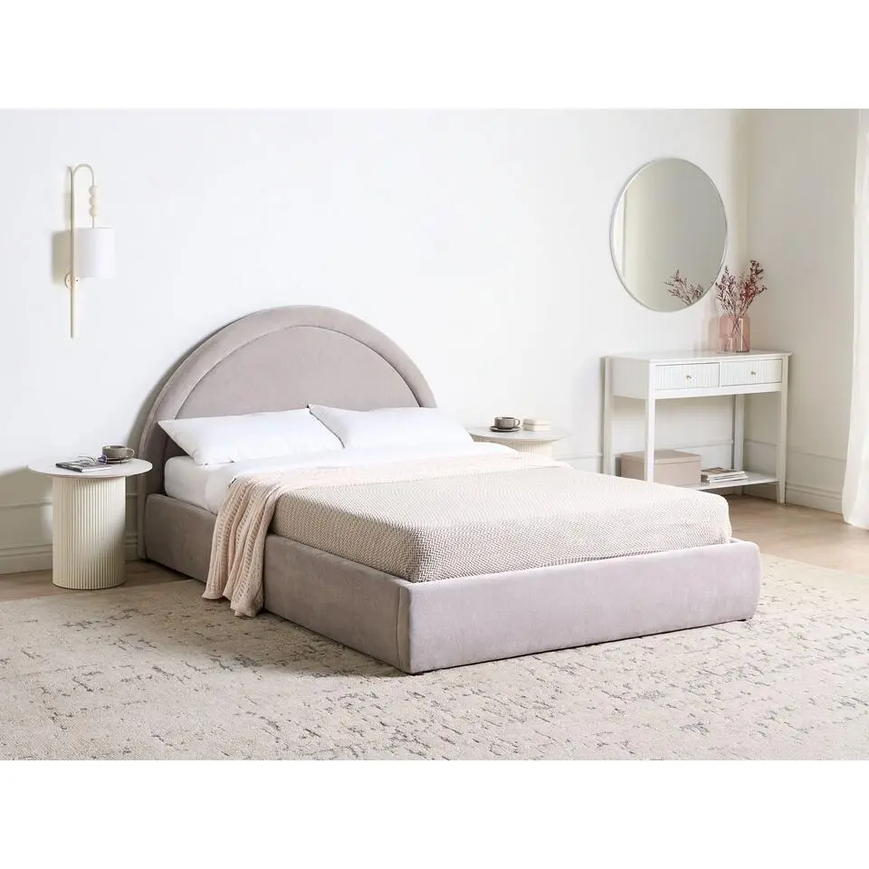 MOUZON - Bed met opbergruimte - Taupe - 140 x 200 cm - Stof