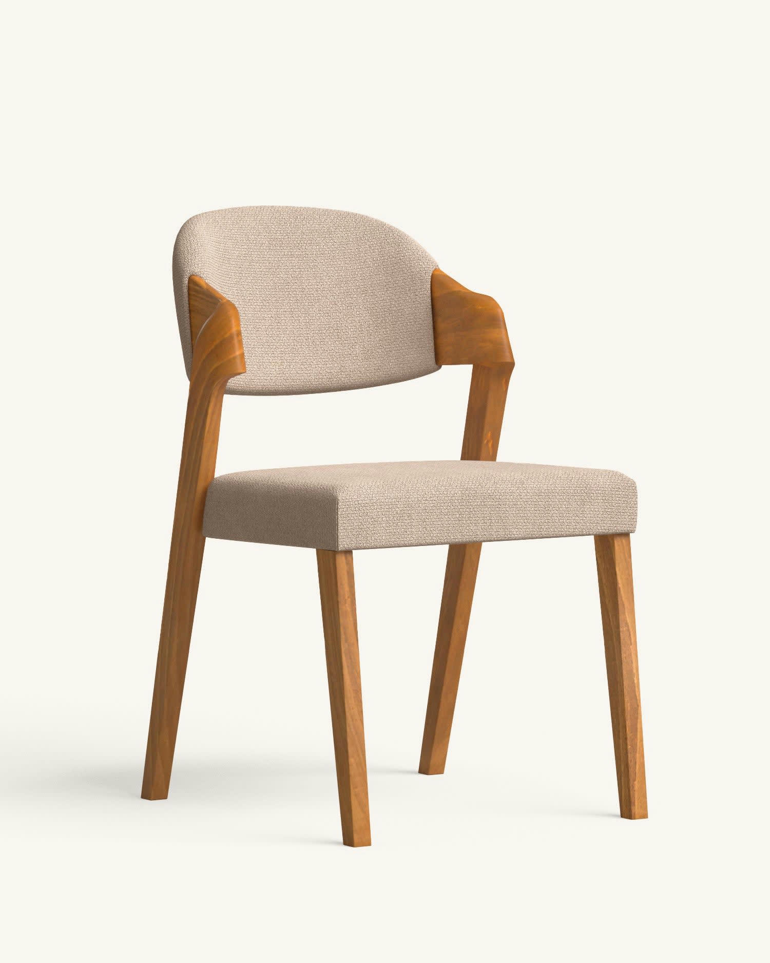 CELA - 2 Chaises en tissu recyclé fabriqué à la main en couleur brun clair