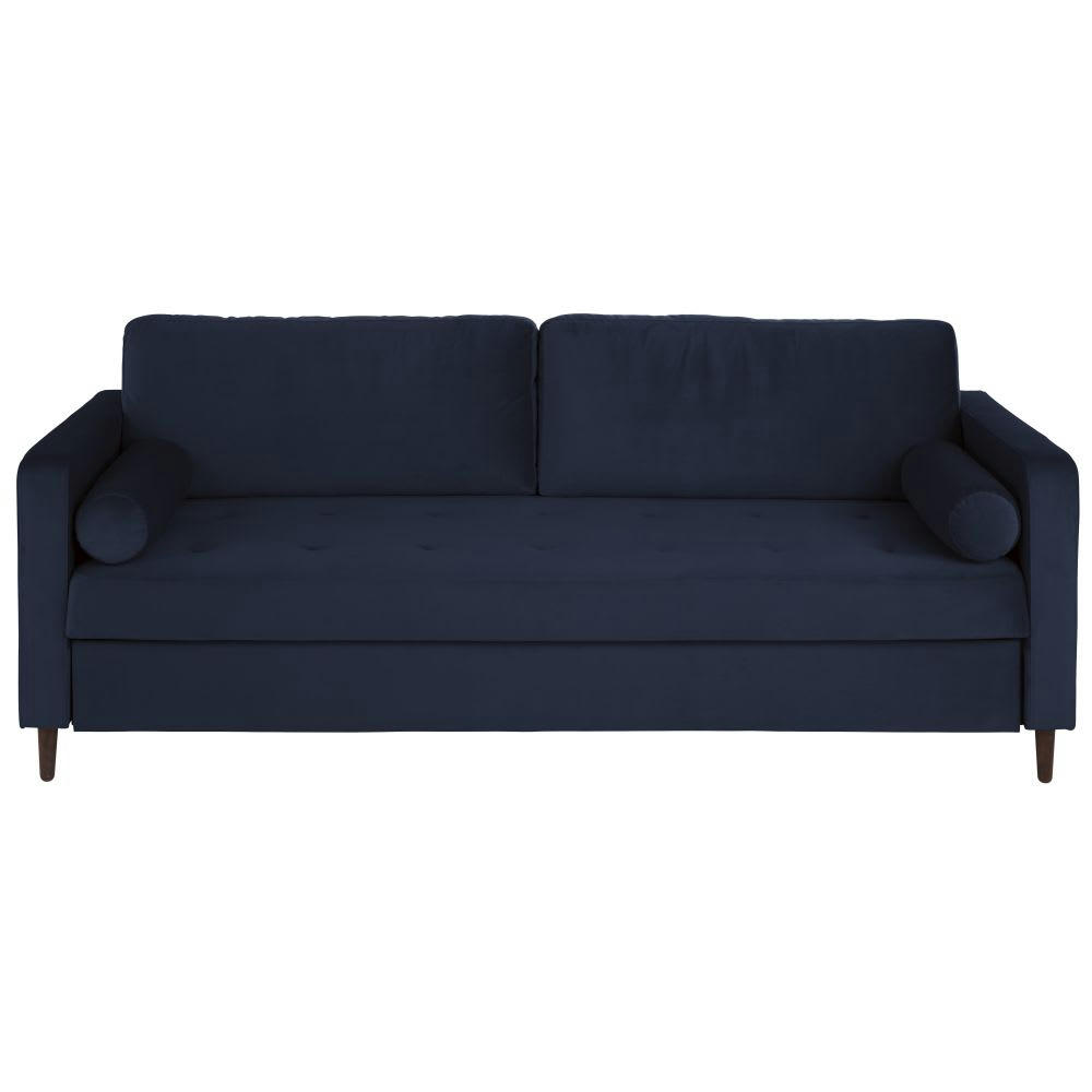 Olivia - Canapé convertible 3/4 places en velours bleu nuit