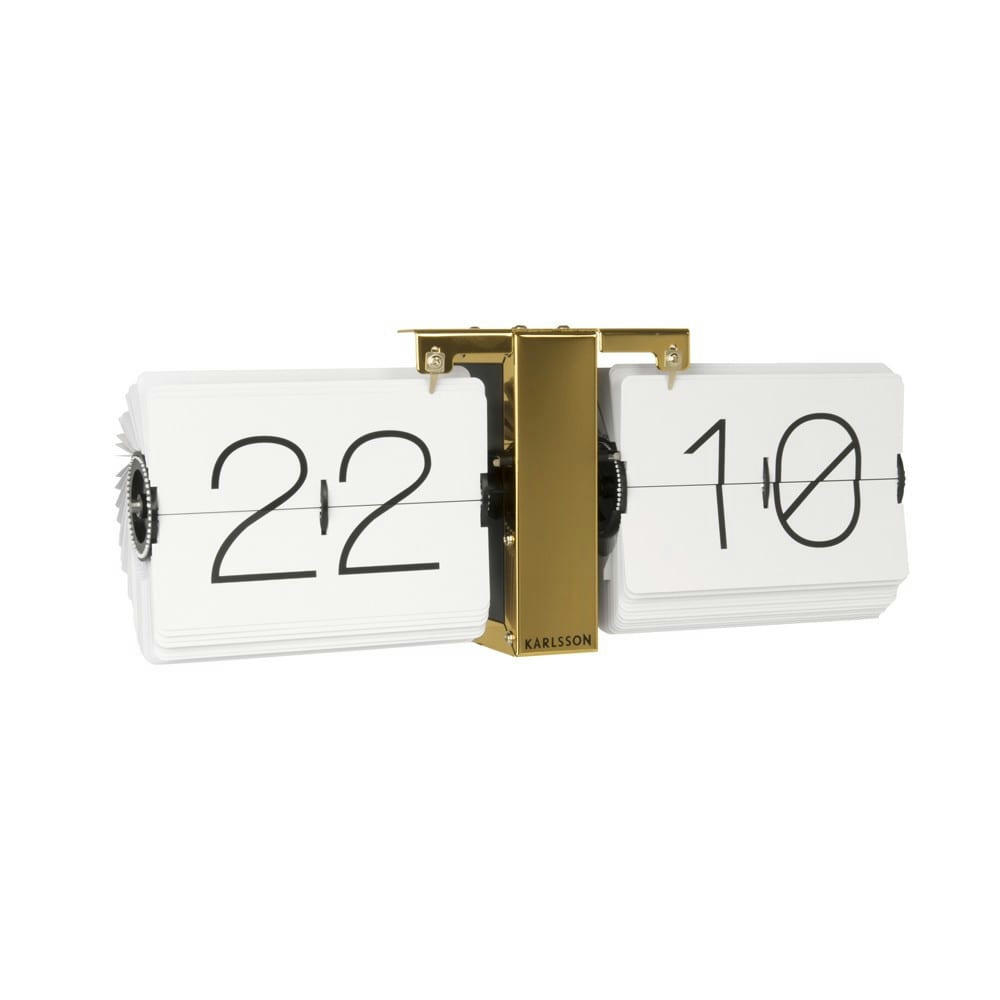NO CASE - Horloge blanche casier laiton 36x14cm