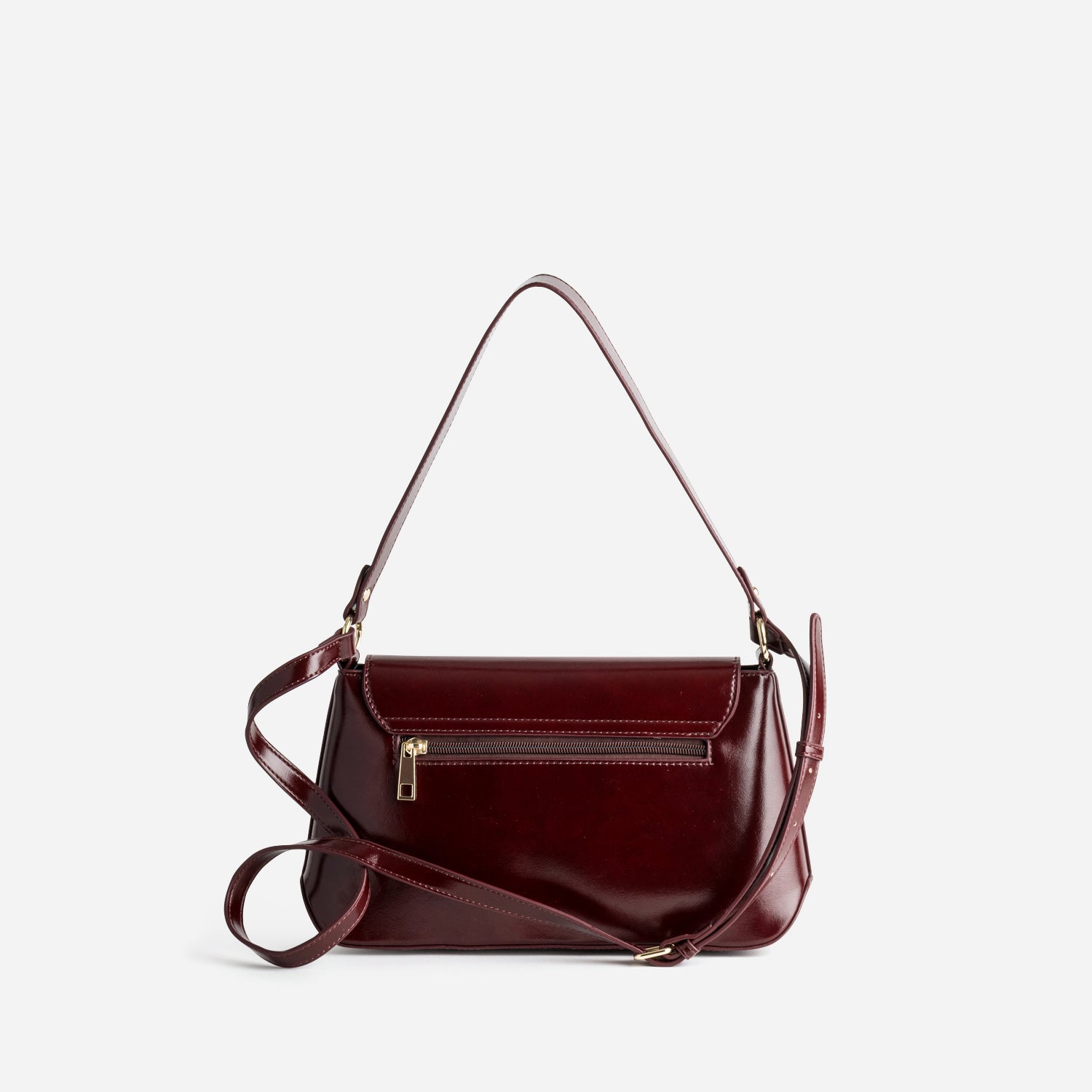 Sac à main bordeaux décor anneau