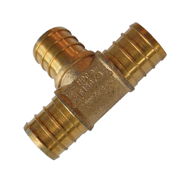 Waterline Solid Brass Tee Fitting for PEX Pipe, 1/2-in