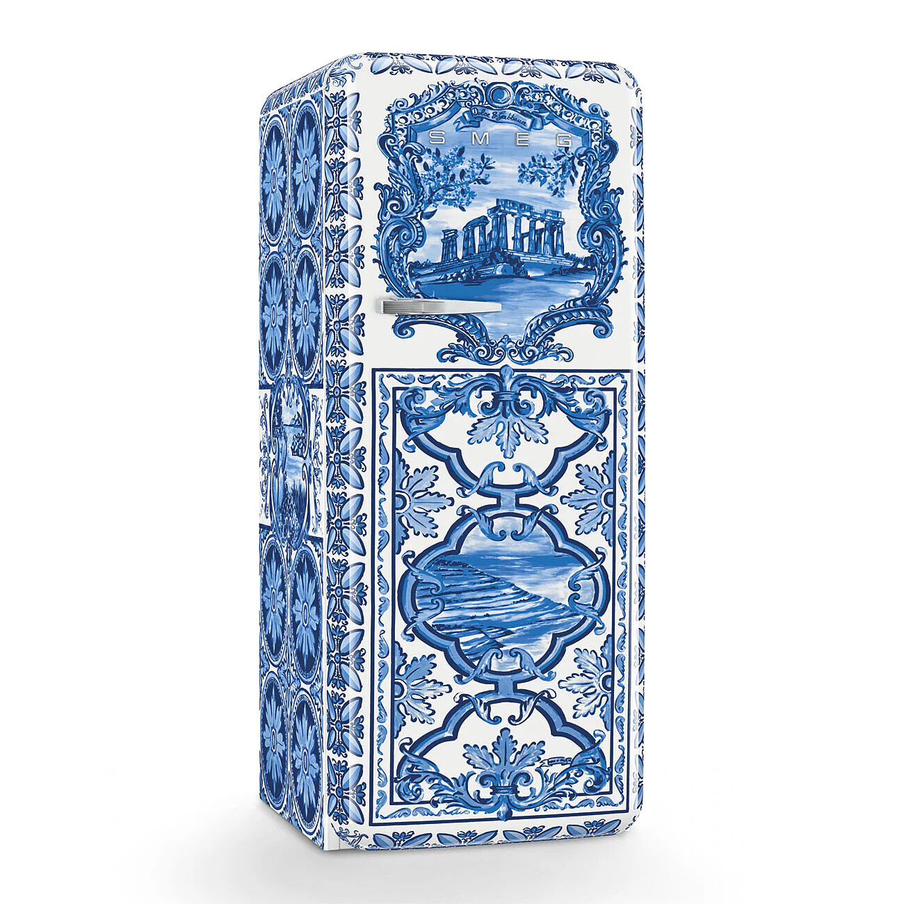 60cm 50s Style Right Hand Hinge Fridge with Icebox Dolce and Gabbana Blu
