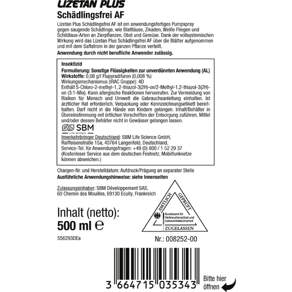 Pflanzenschutzmittel »Lizetan Plus«, 500 g, Spray