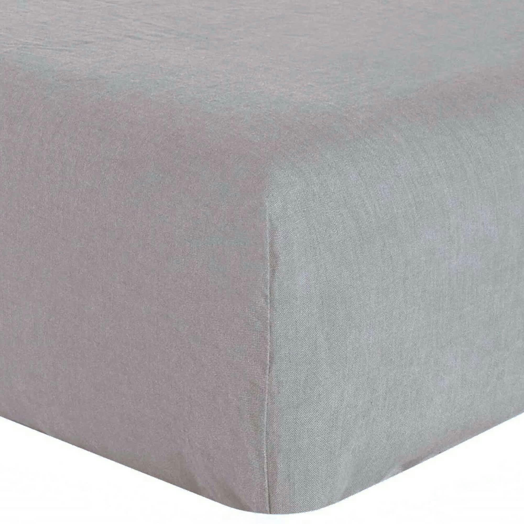 - Drap housse lin lavé gris craie 140x190 cm