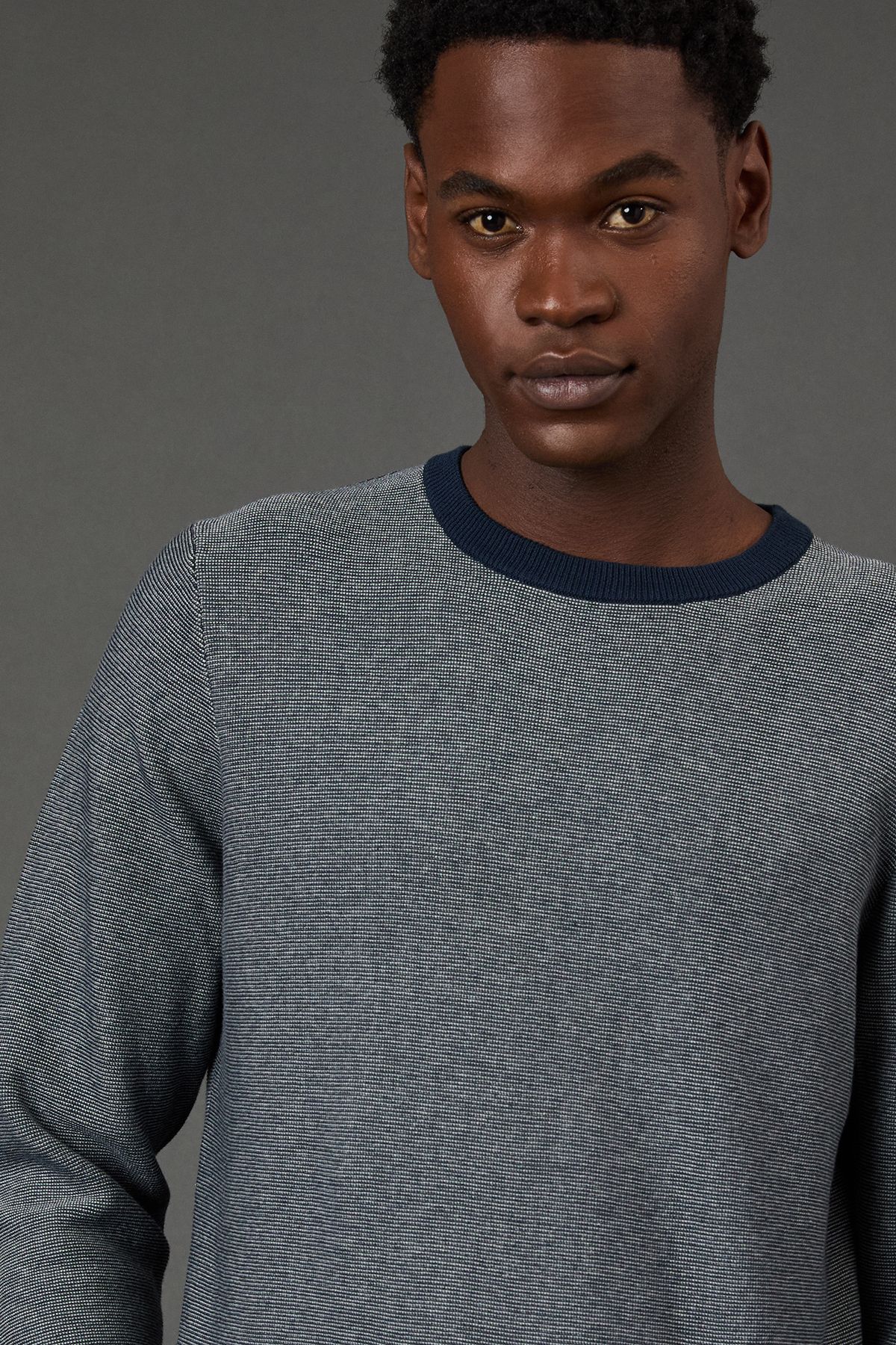 Burton Navy Semi Plain Crew Neck Jumper