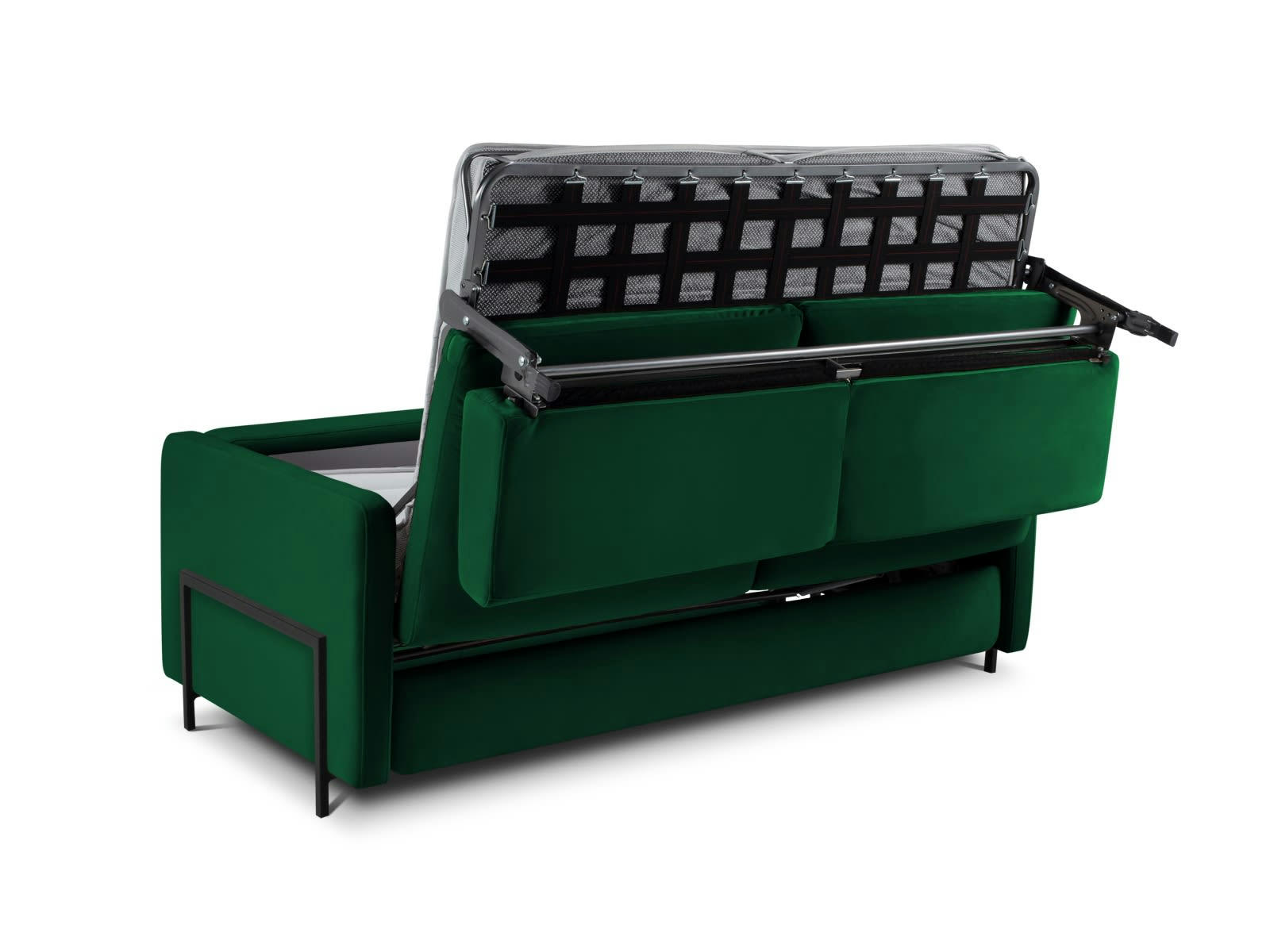 YANIS - Canapé Convertible 3 places en Velours Vert Bouteille