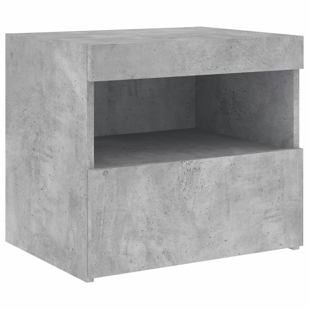 Szafka Nocna Stolik Komoda Szara z LED Do Sypialni 50x40x45 cm