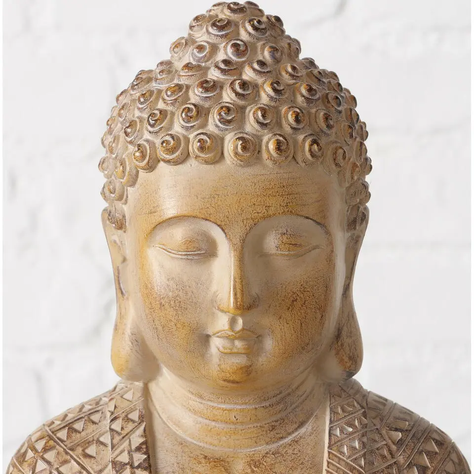 Deco by Boltze Boeddha beeld Legolas - beige - 19 x 13 x 30 cm