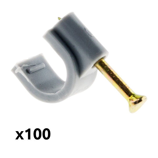 Lot de 100 crochets de fixation diamètre 9mm - Gris - Zenitech