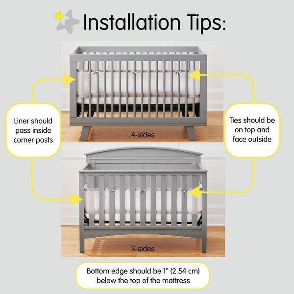 BreathableBaby Breathable Mesh Liner For Cribs, 4-Sides, Deluxe Sheer Quilted 5 mm